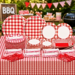 Gingham Complete BBQ Pack for 16 Guests